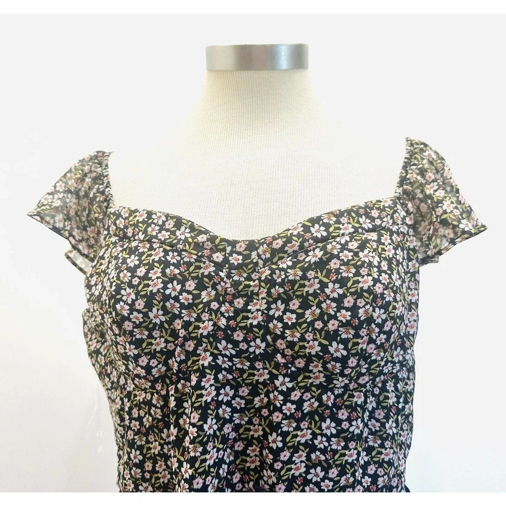 NWT LILY ROSE Junior Sleeveless Pullover V-Neck Lined Floral Skater Dress Sz XXL - Picture 2 of 12